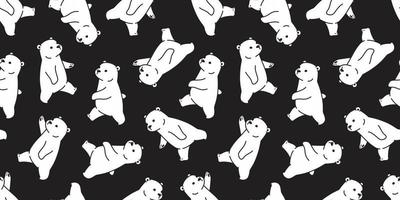 Bear seamless pattern vector polar bear isolated wallpaper background cartoon black