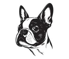 french bulldog Face, Silhouette Dog Face, black and white french bulldog vector