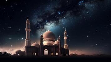 Mosque ramadan background. Islamic greeting banner. photo