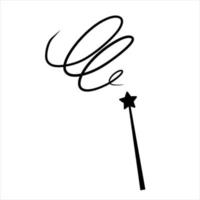 Magic wand with star. Wizard tool. Miracle symbols and Wizard stick. Fairytale rod vector