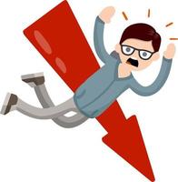 Man fall down. frightened guy in distress. Problem and failure. Cartoon flat illustration. vector