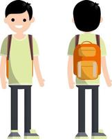 joven moderno hombre con un mochila. vector