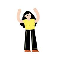 Woman gestures. Modern female character talking vector