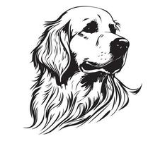 Golden Retriever Face, Silhouette Dog Face, black and white Golden Retriever vector