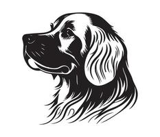 Golden Retriever Face, Silhouette Dog Face, black and white Golden Retriever vector