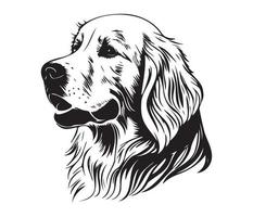 Golden Retriever Face, Silhouette Dog Face, black and white Golden Retriever vector