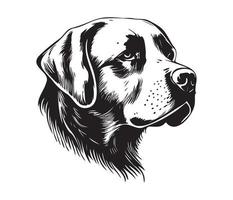 Labrador Retriever Face, Silhouette Dog Face, black and white Labrador Retriever vector