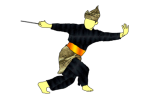 malayo guerrero movimiento con corto rango curva espada tradicional arma llamada keris png