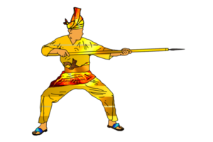 Malay warrior movement pattern with hold spear long range weapon png