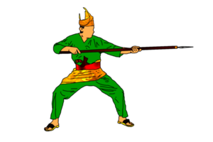 SILAT warrior movement pattern with hold spear png