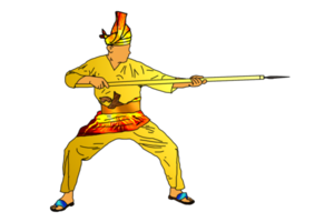 malaysiska krigare rörelse mönster med håll spjut lång räckvidd vapen png