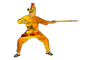 Malay warrior movement pattern with hold spear long range weapon png