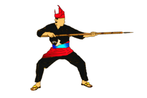 Malay warrior movement pattern with hold spear long range weapon png