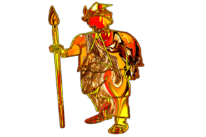 silat warrior stand with spear png