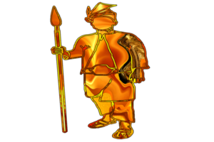 silat warrior stand with spear png