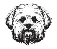 Maltese Face, Silhouette Dog Face, black and white Maltese vector