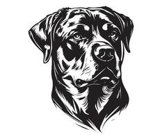 Rottweiler Face, Silhouette Dog Face, black and white Rottweiler vector