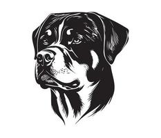 Rottweiler rostro, silueta perro rostro, negro y blanco Rottweiler vector