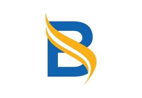Gradient B letter logo design with swoosh, Vector illustration
