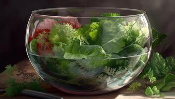 Bountiful table filled with assorted fruits and vegetables, a colorful display of healthy eating, . photo