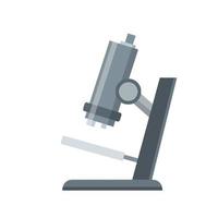 microscopio. científico equipo de laboratorio. estudiar de el microcosmo. educación y ciencia. aumentador vaso. plano dibujos animados icono vector