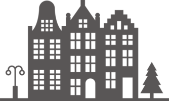 silhouette di un' riga amsterdam stile case. facciate di europeo vecchio edifici per Natale decorazione png