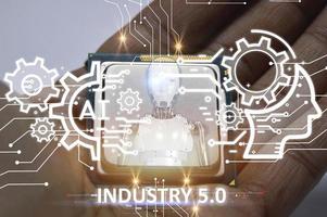 The concept of using artificial intelligence to control the system, industry using artificial intelligence,industry 5.0 photo
