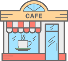 Cafe building line icon. Urban architecture element png