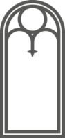 Church medieval window. Old gothic style architecture element. Outline illustration png