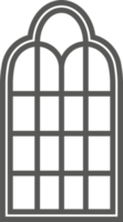 église médiéval la fenêtre. vieux gothique style architecture élément. contour illustration png