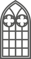 Church medieval window. Old gothic style architecture element. Outline illustration png