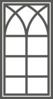 Church medieval window. Old gothic style architecture element. Outline illustration png