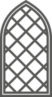Church medieval window. Old gothic style architecture element. Outline illustration png