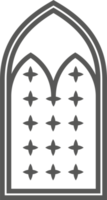 kerk middeleeuws venster. oud gotisch stijl architectuur element. schets illustratie png