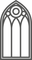 Church medieval window. Old gothic style architecture element. Outline illustration png