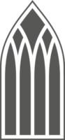 kyrka medeltida fönster. gammal gotik stil arkitektur element. glyf illustration png