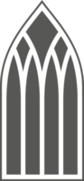 Church medieval window. Old gothic style architecture element. Glyph illustration png