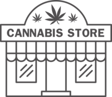 Cannabis store icon. Medical marijuana shop for weed purchase png