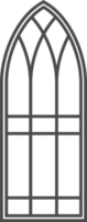 Gothic window outline. Silhouette of vintage stained glass church frame. Element of traditional European architecture png