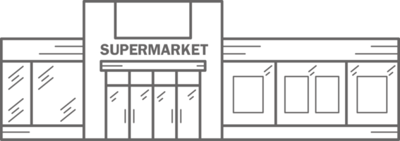 Supermarkt Gebäude Linie Symbol. städtisch die Architektur Element png