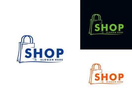 tienda logo, bueno tienda logo con compras bolso vector , en línea tienda logo vector modelo