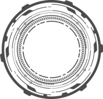 hud futuristische element. abstract optisch doel. cirkel meetkundig vorm voor virtueel koppel en spellen. camera zoeker voor scherpschutter wapen png