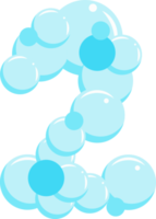 Soap bubble number 2. Two water suds figure. Cartoon font png