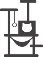 Cat tree with house. Tower and scratching post. Pets furniture. Icon png