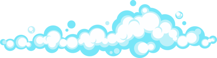 tecknad serie tvål skum med bubblor. ljus blå såplödder av bad, schampo, rakning, mousse png