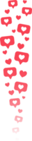 Flying hearts stream. Love likes emotions png