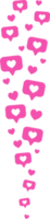 Flying hearts stream. Love likes emotions png