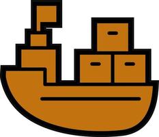 Cargo Boat Vector Icon Design