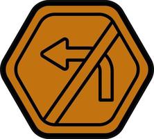 No Left Turn Vector Icon Design