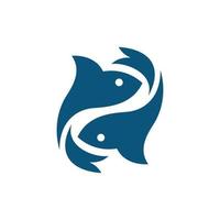 Animal two fish swimming modern creative logo vector